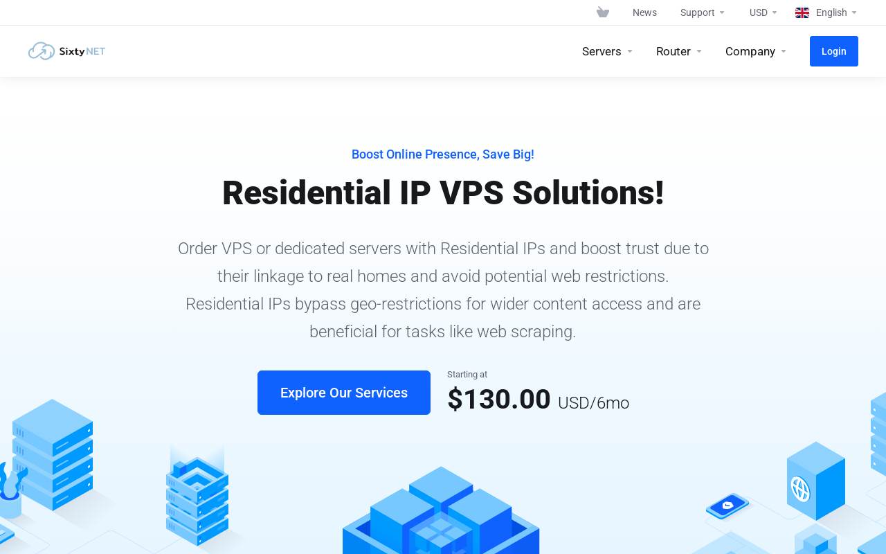 SixtyNet 官网截图